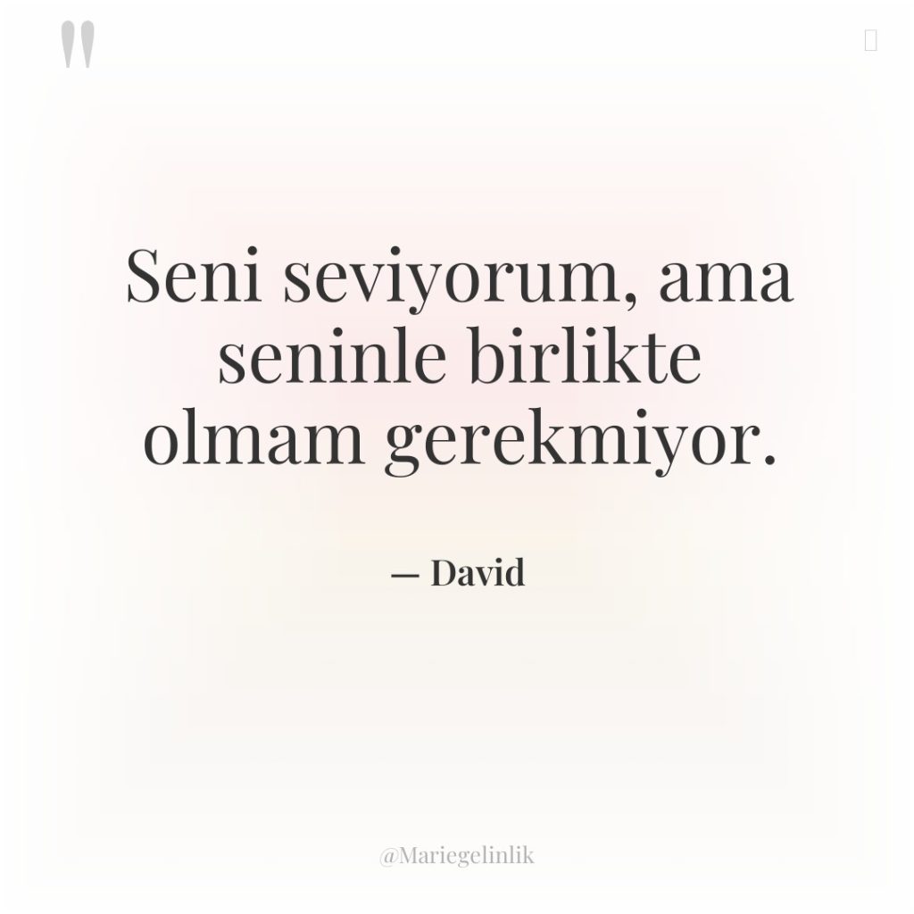 Seni seviyorum, ama seninle birlikte olmam gerekmiyor.