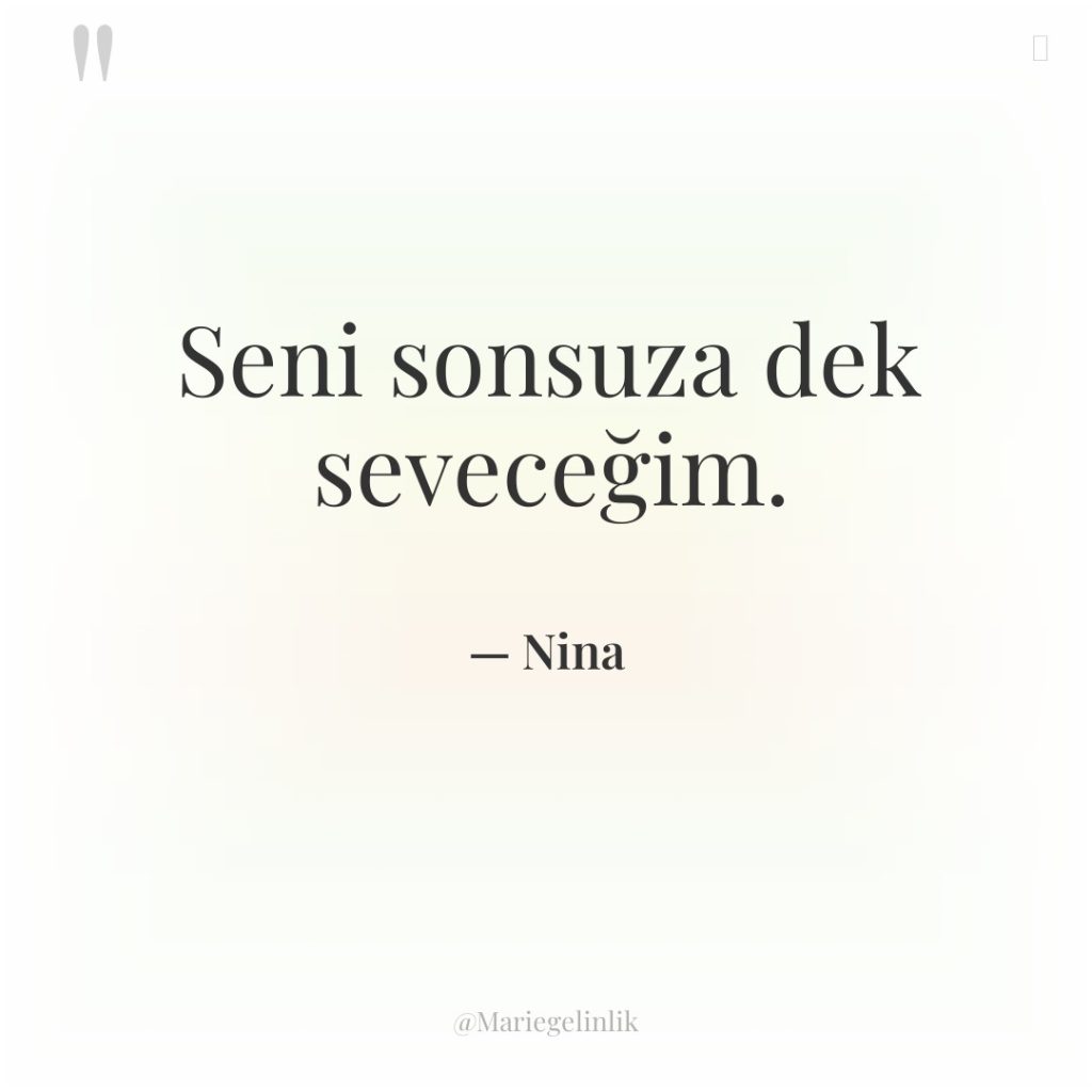 Seni sonsuza dek seveceğim.