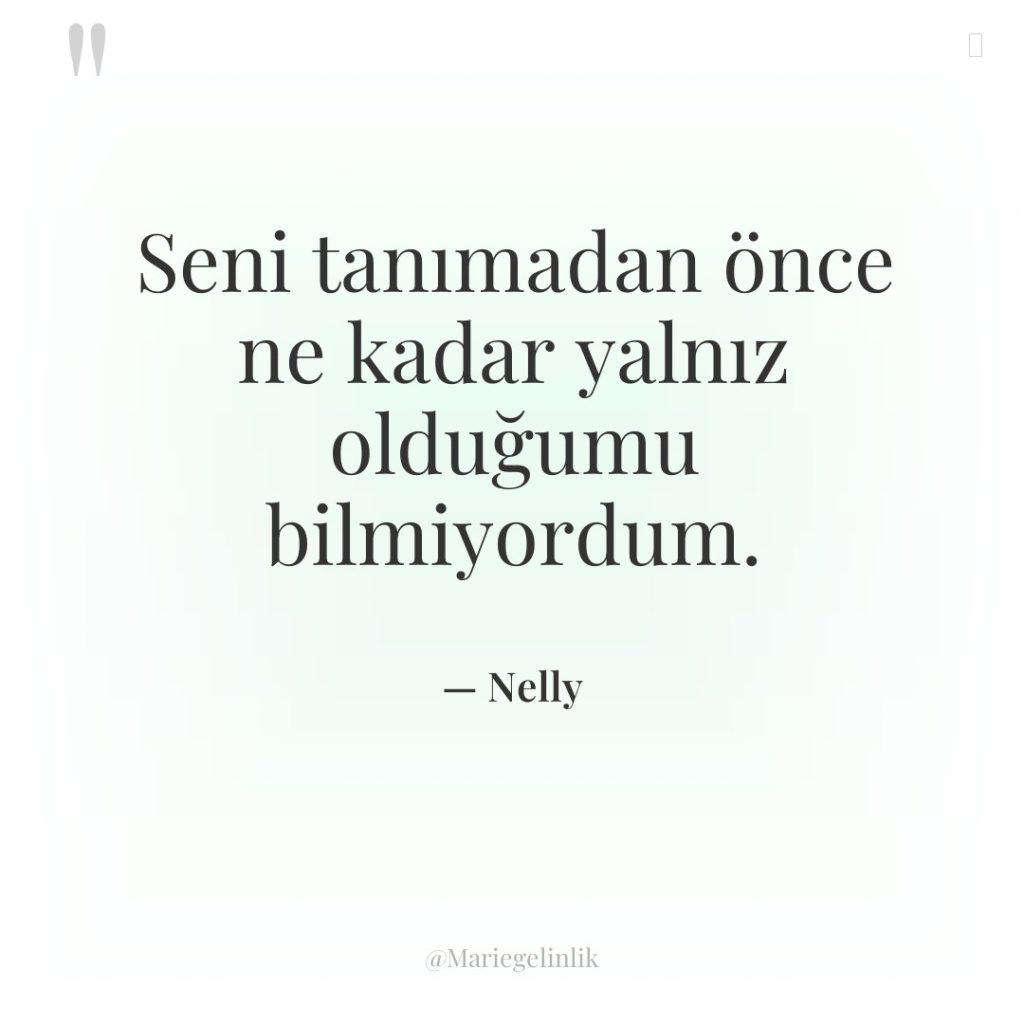 Seni tanımadan önce ne kadar yalnız olduğumu bilmiyordum.