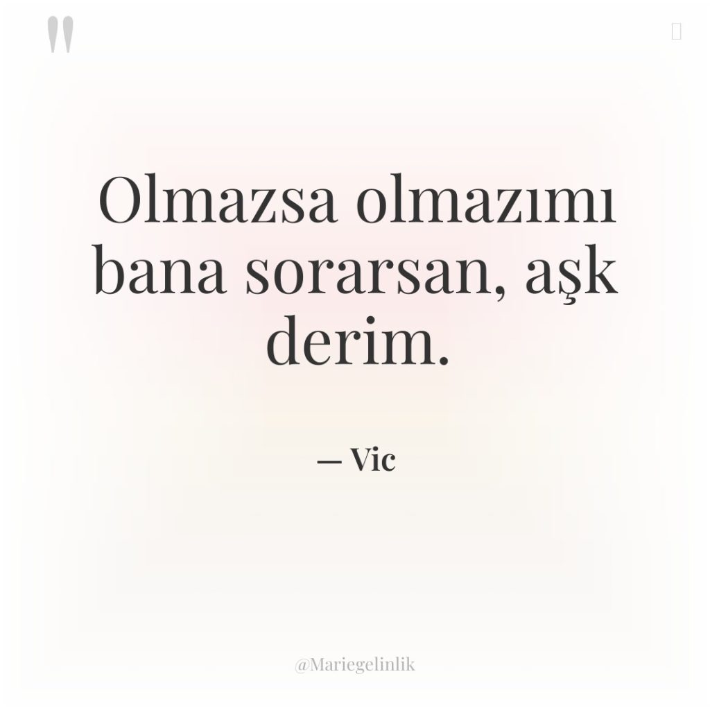 Olmazsa olmazımı bana sorarsan, aşk derim.