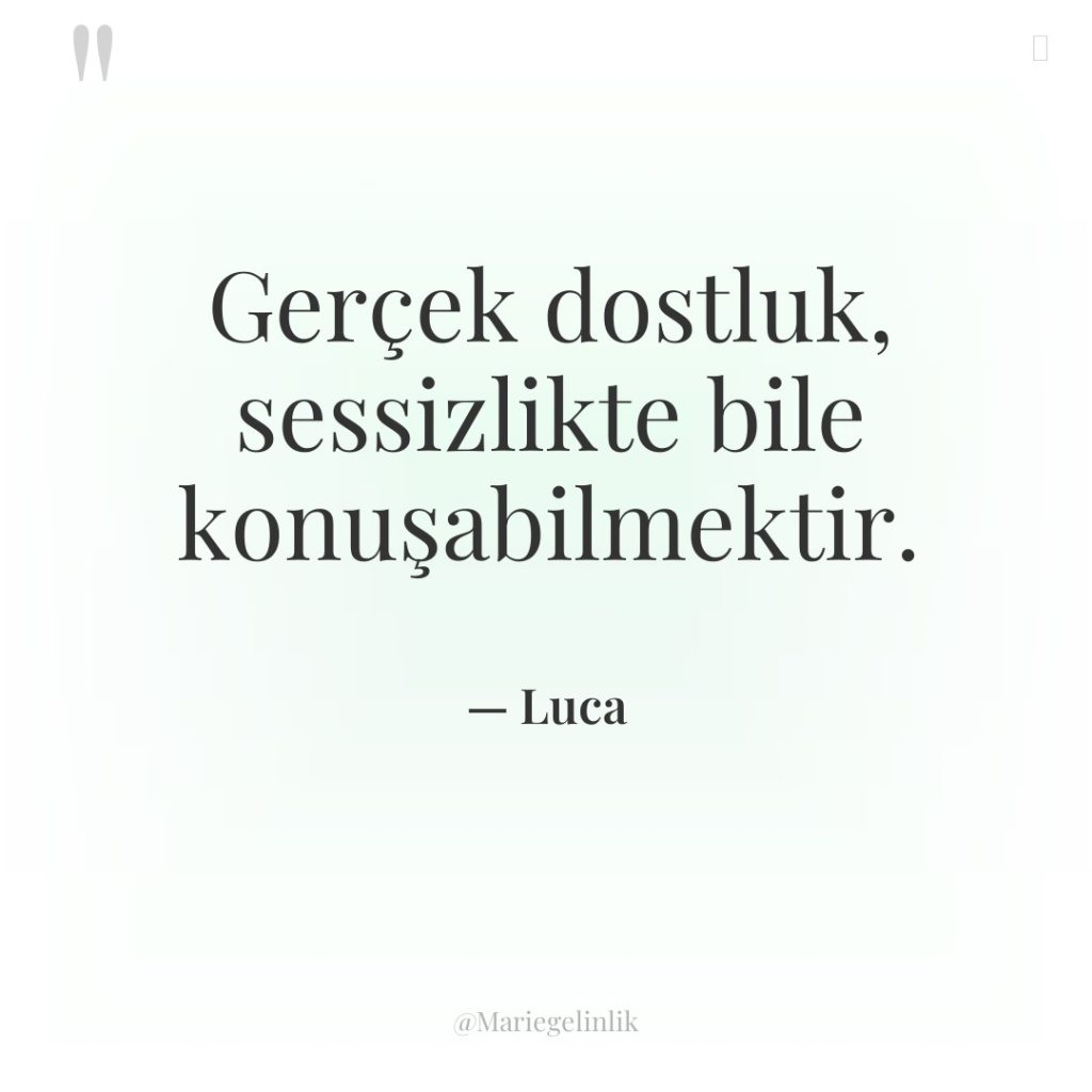 Gerçek dostluk, sessizlikte bile konuşabilmektir.
