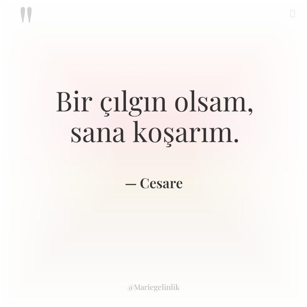 Bir çılgın olsam, sana koşarım.