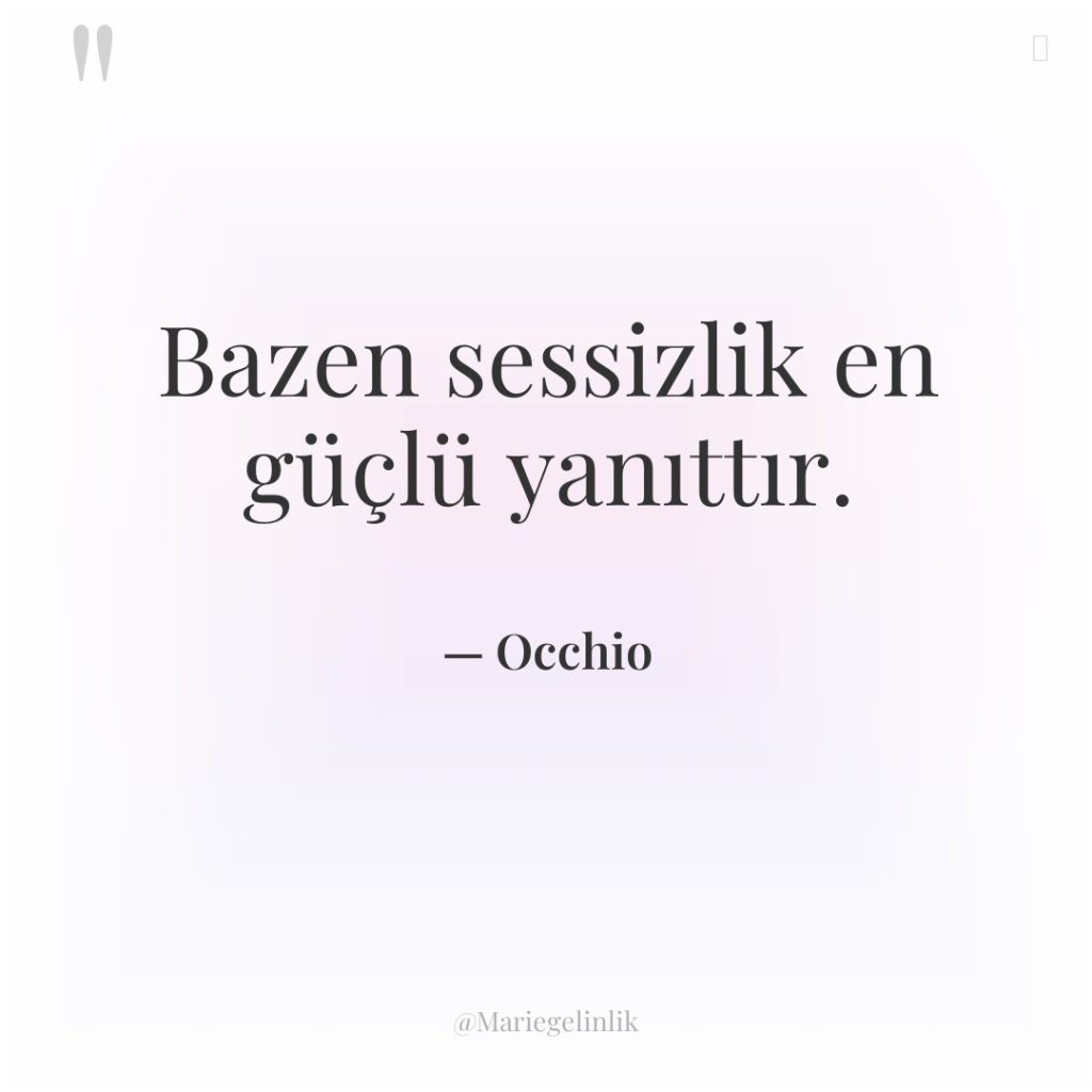 Bazen sessizlik en güçlü yanıttır.