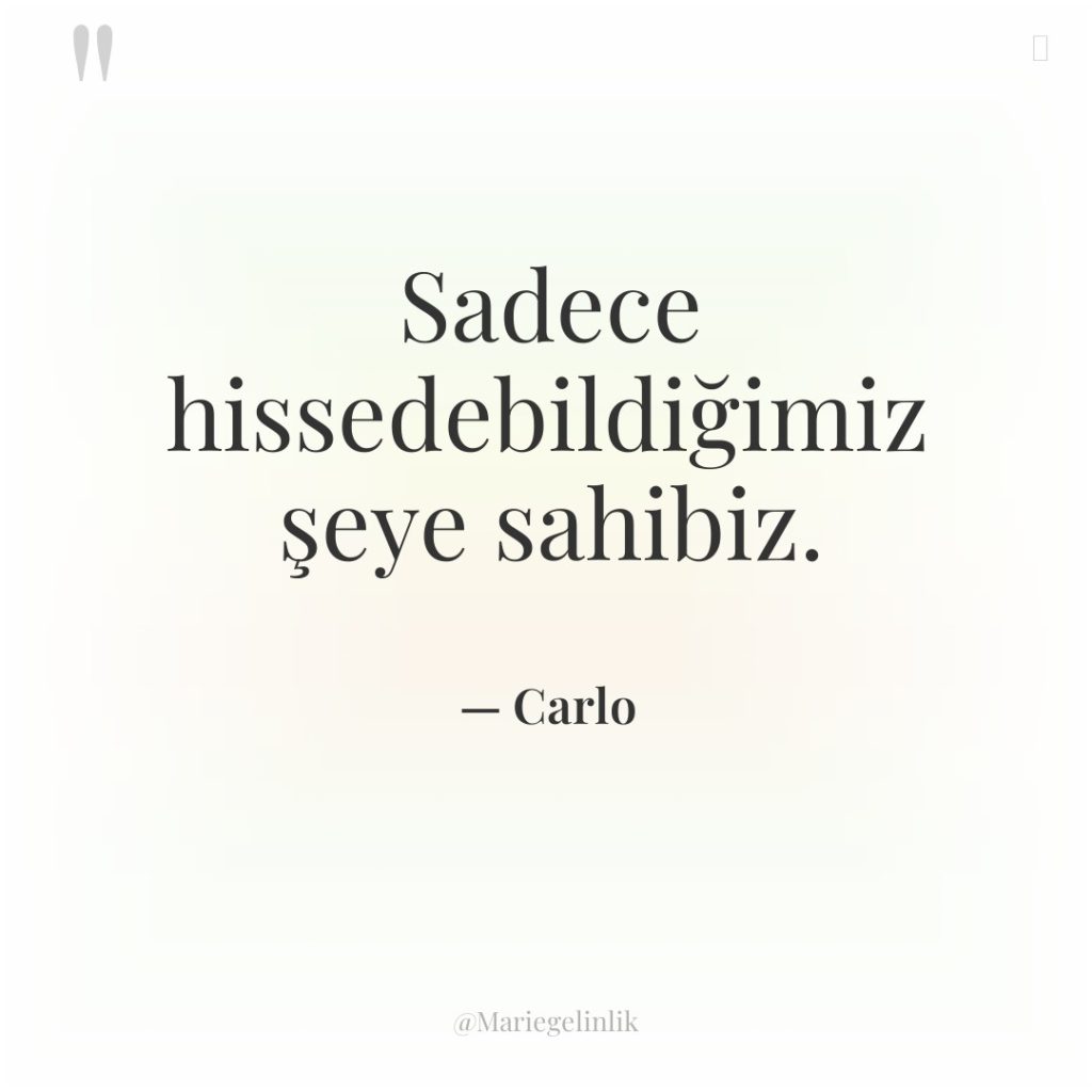 Sadece hissedebildiğimiz şeye sahibiz.