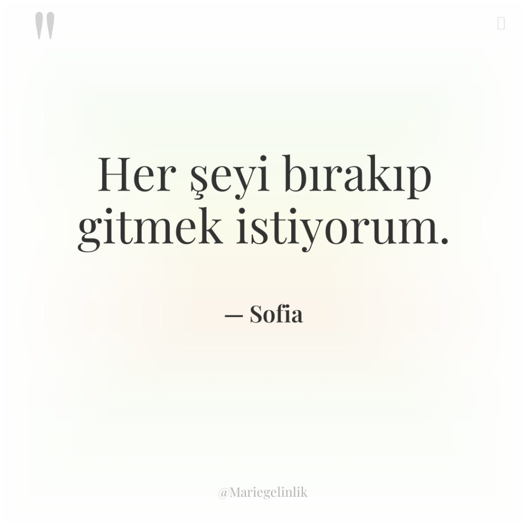 Her şeyi bırakıp gitmek istiyorum.