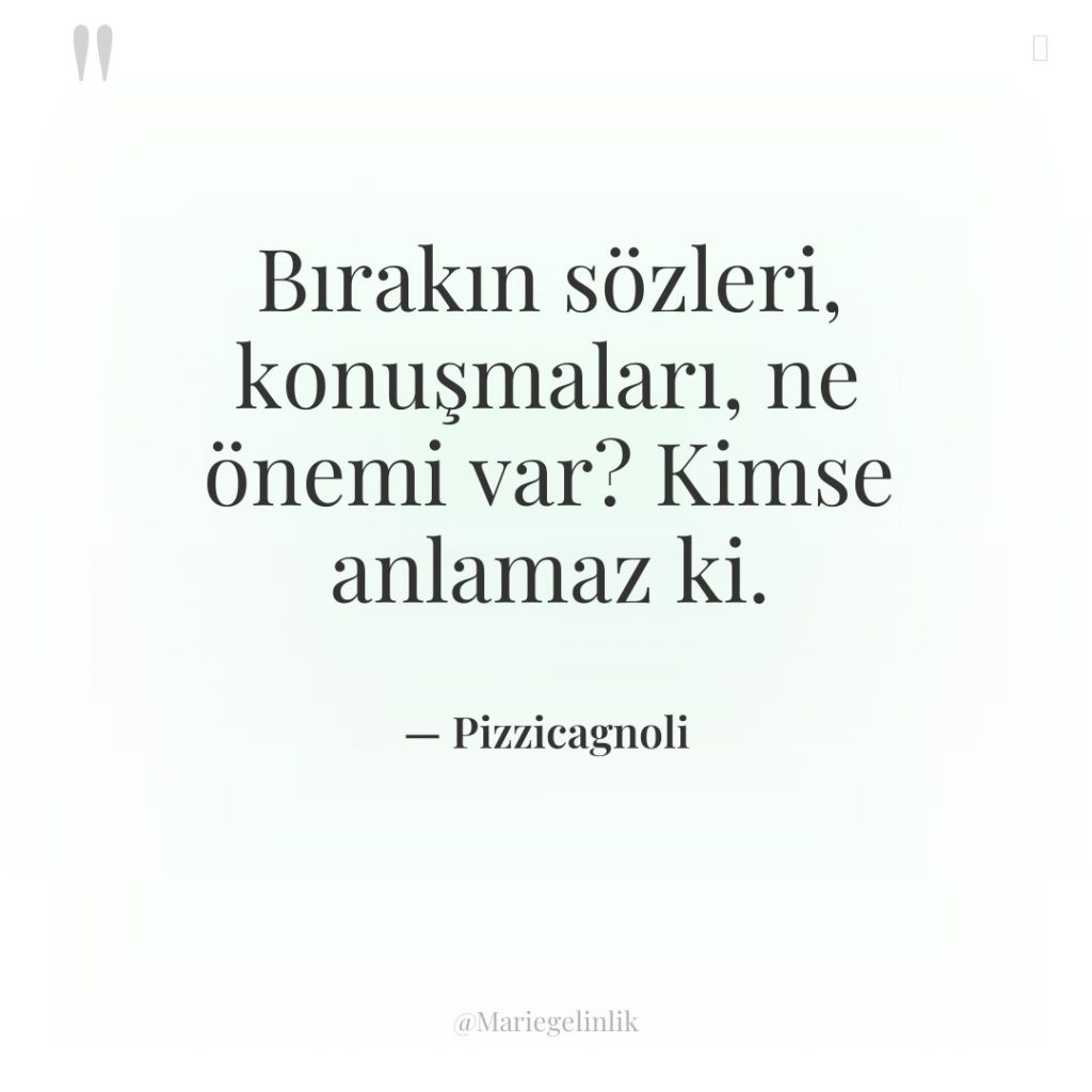 Bırakın sözleri, konuşmaları, ne önemi var? Kimse anlamaz ki.