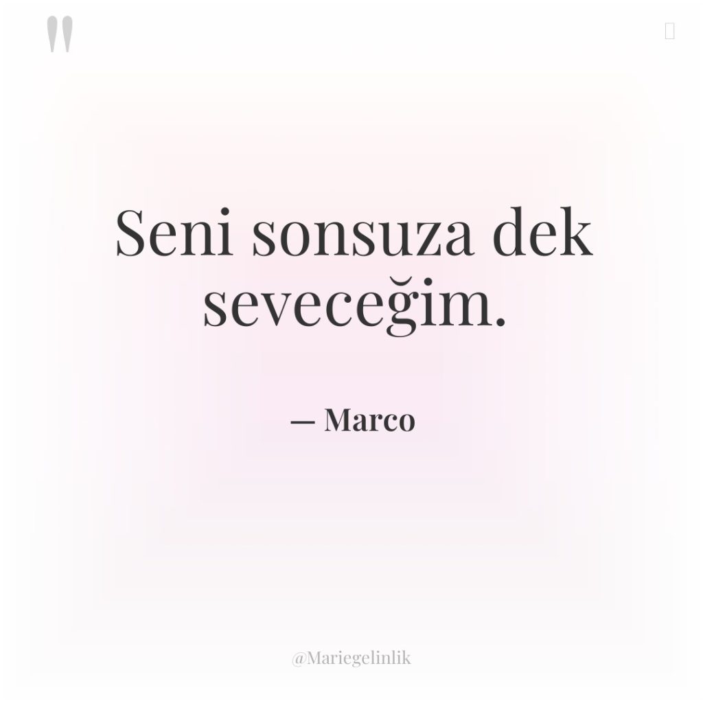 Seni sonsuza dek seveceğim.