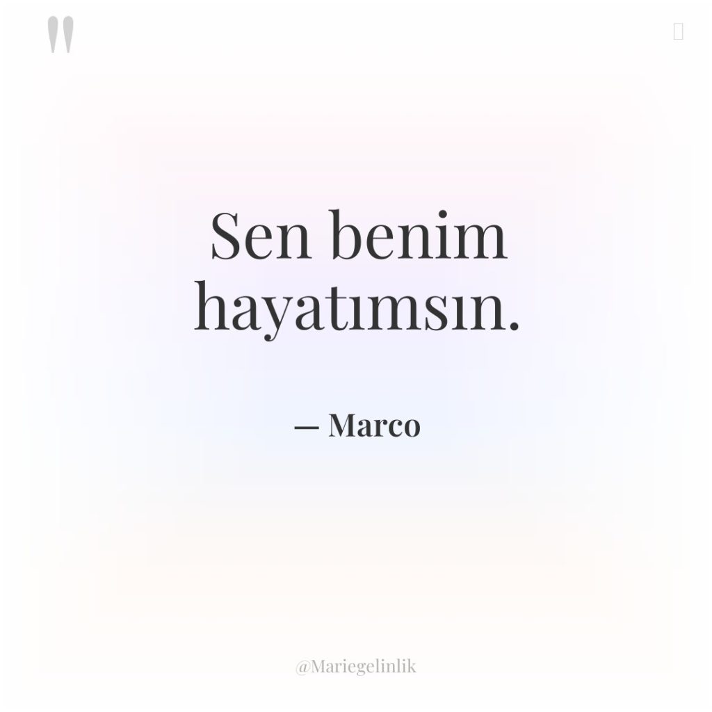 Sen benim hayatımsın.