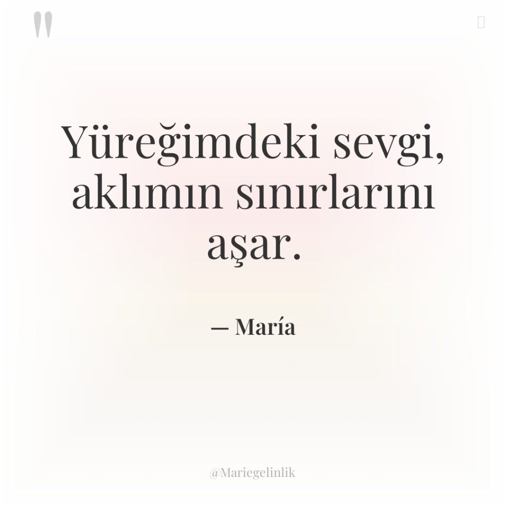 Yüreğimdeki sevgi, aklımın sınırlarını aşar.