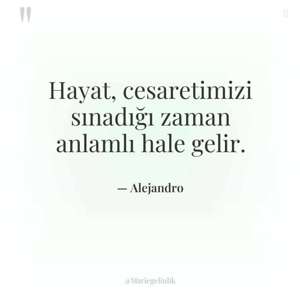 Hayat, cesaretimizi sınadığı zaman anlamlı hale gelir.