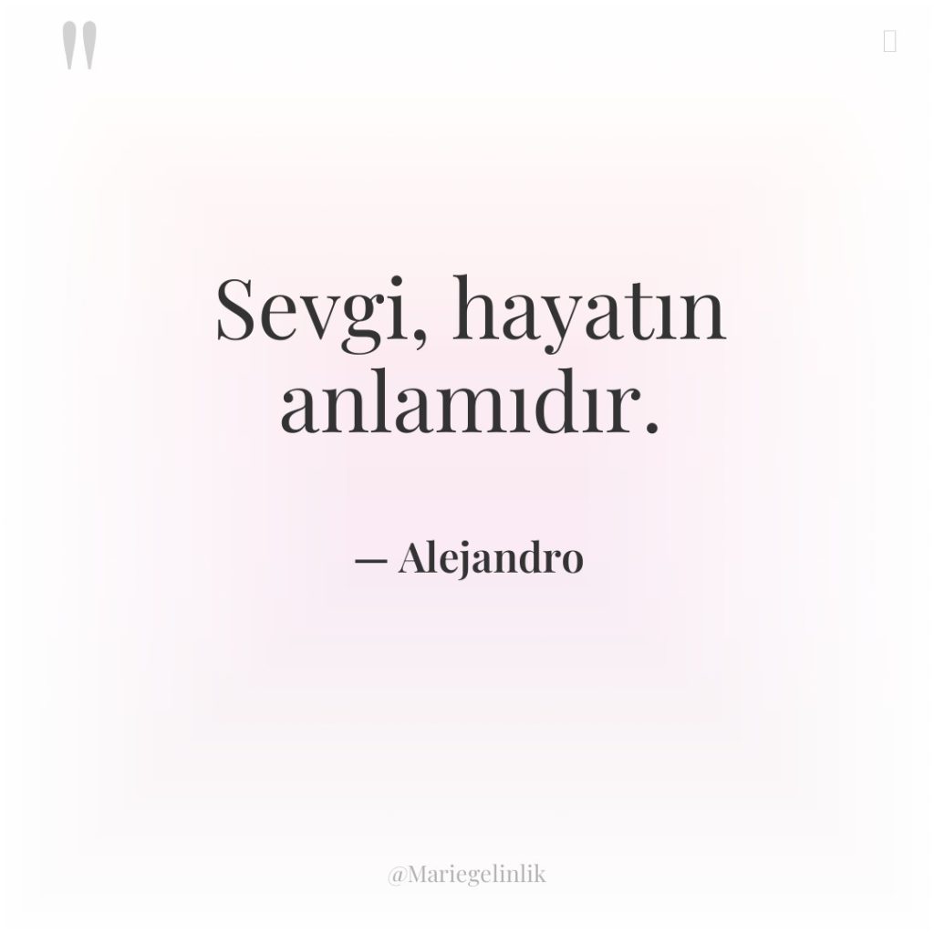Sevgi, hayatın anlamıdır.