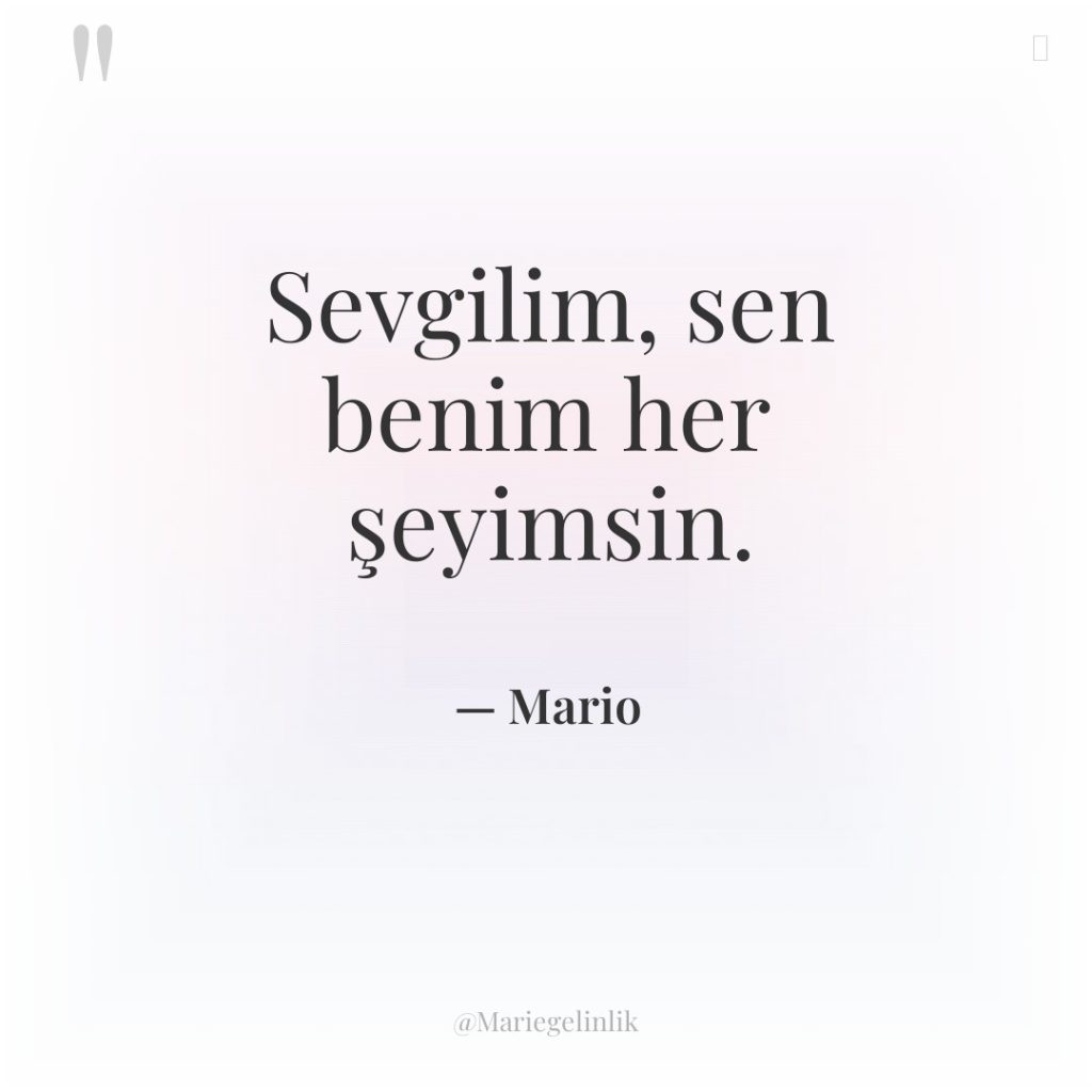 Sevgilim, sen benim her şeyimsin.