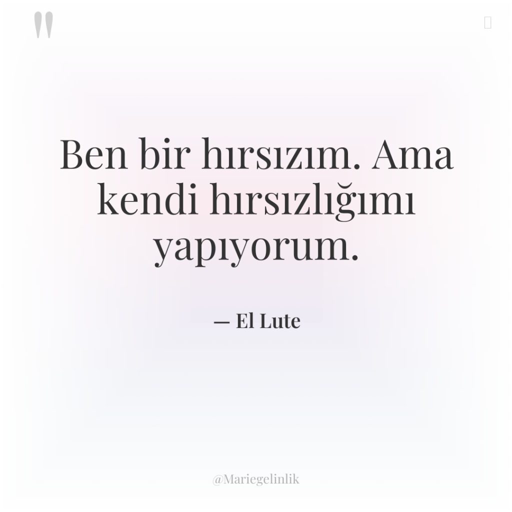 Ben bir hırsızım. Ama kendi hırsızlığımı yapıyorum.