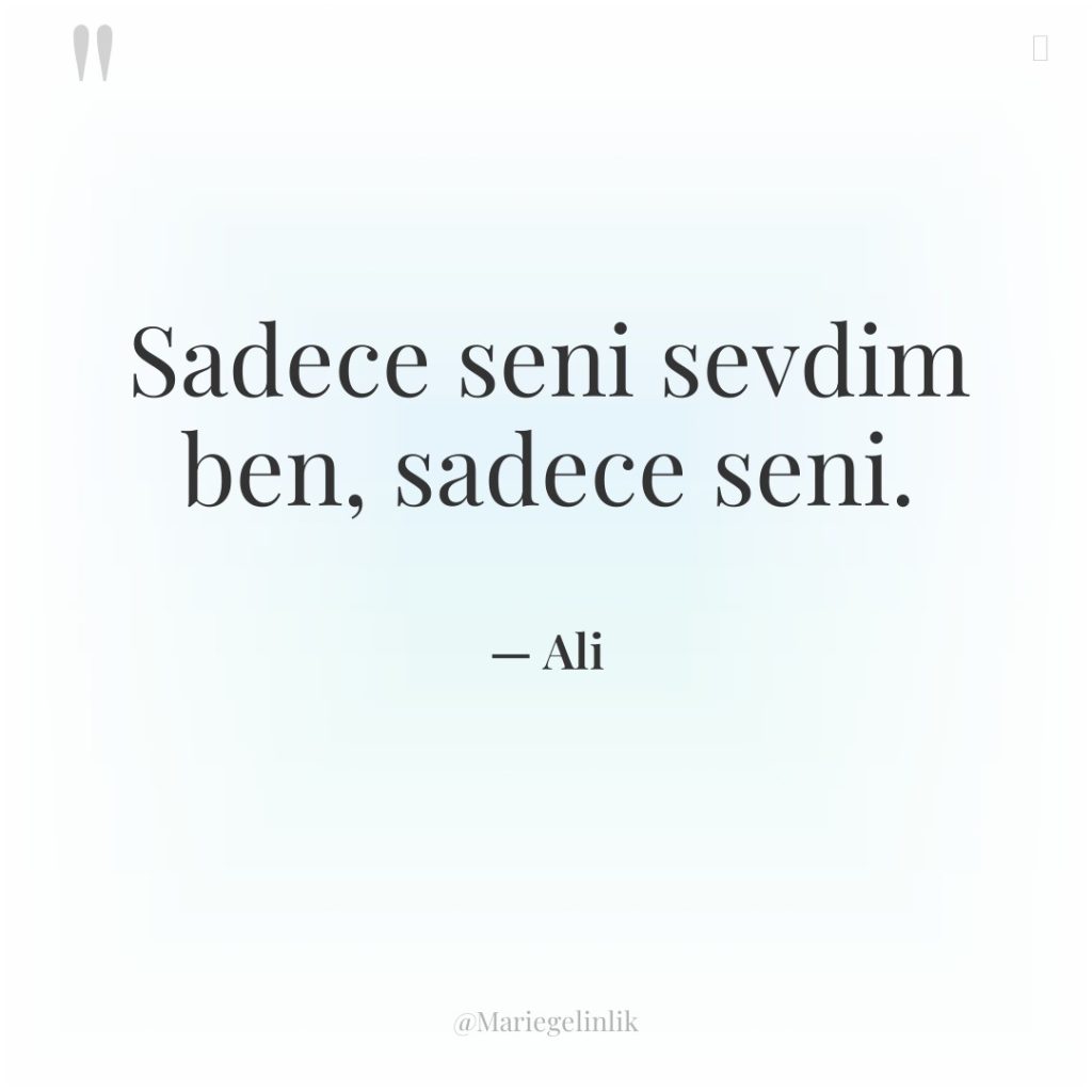 Sadece seni sevdim ben, sadece seni.