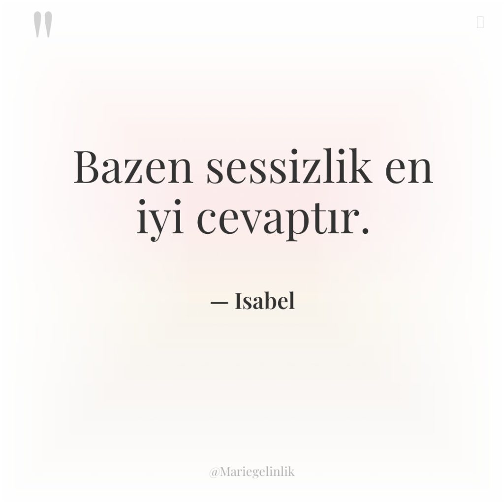 Bazen sessizlik en iyi cevaptır.