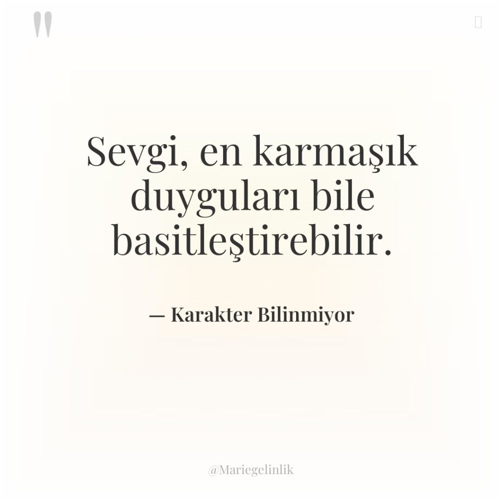 Sevgi, en karmaşık duyguları bile basitleştirebilir.