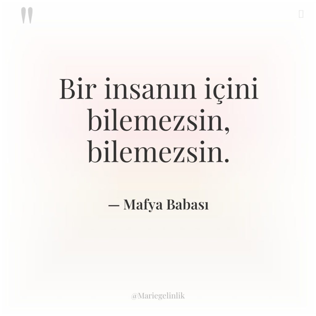 Bir insanın içini bilemezsin, bilemezsin.