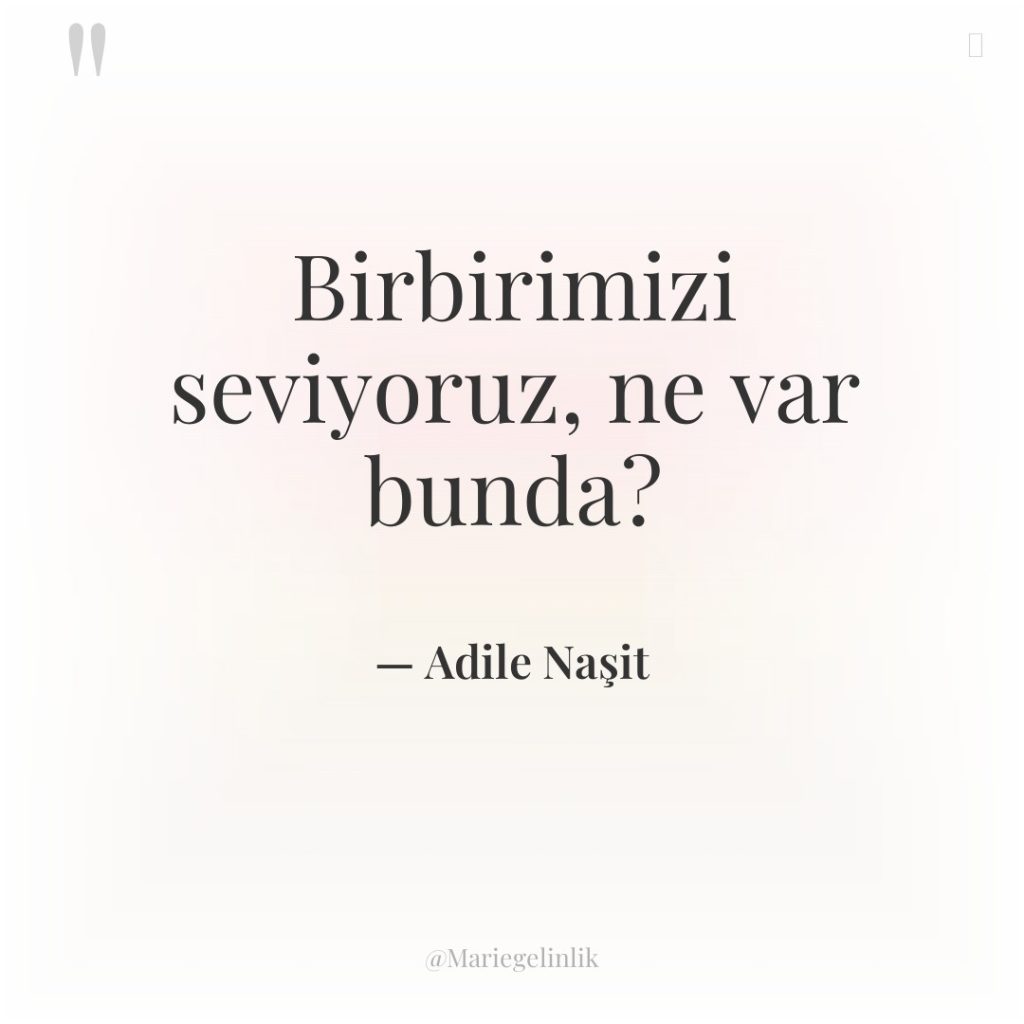 Birbirimizi seviyoruz, ne var bunda?