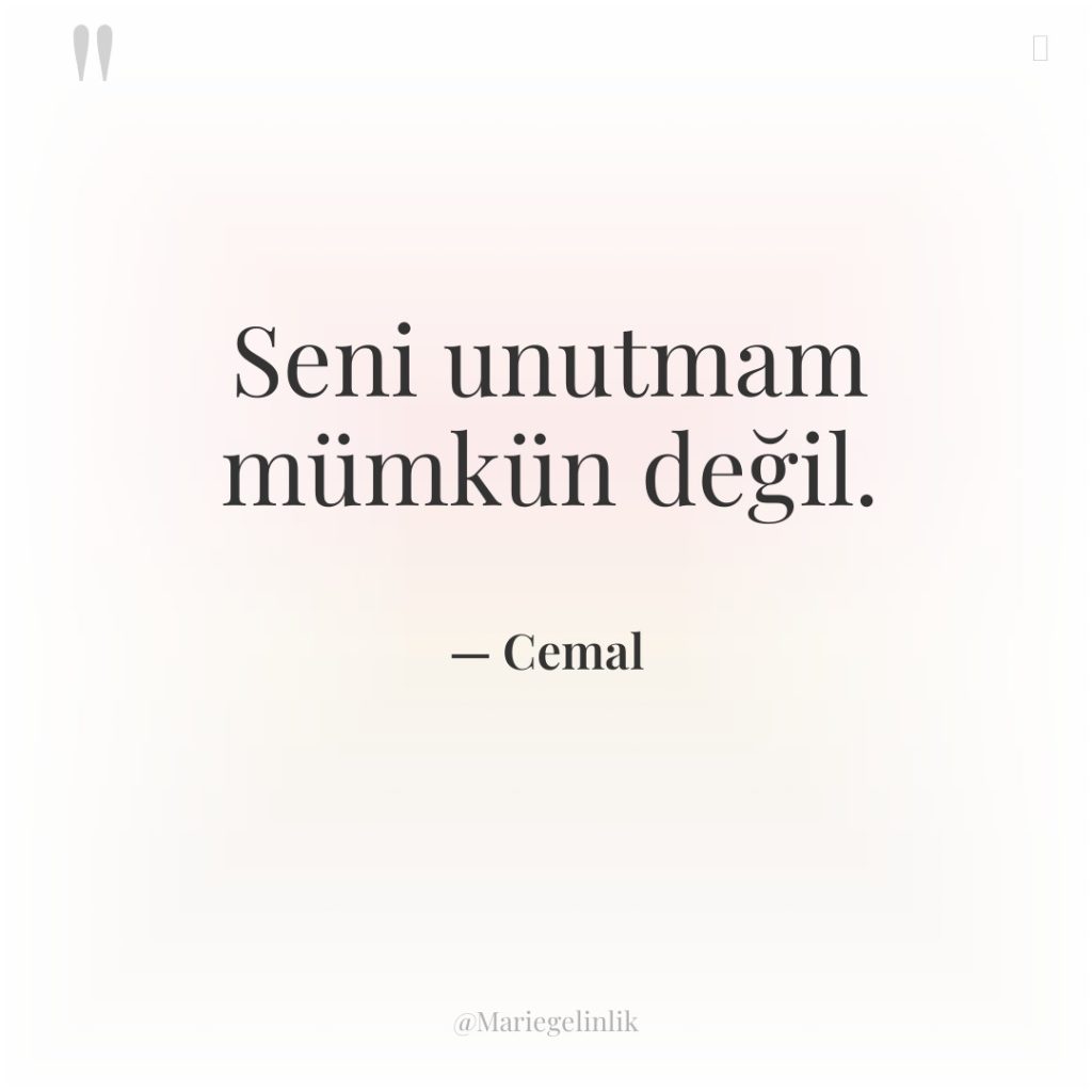 Seni unutmam mümkün değil.