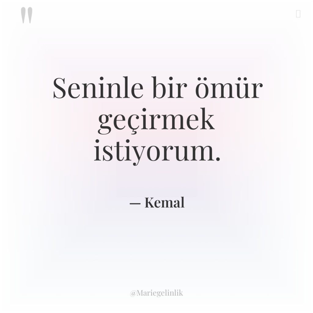 Seninle bir ömür geçirmek istiyorum.