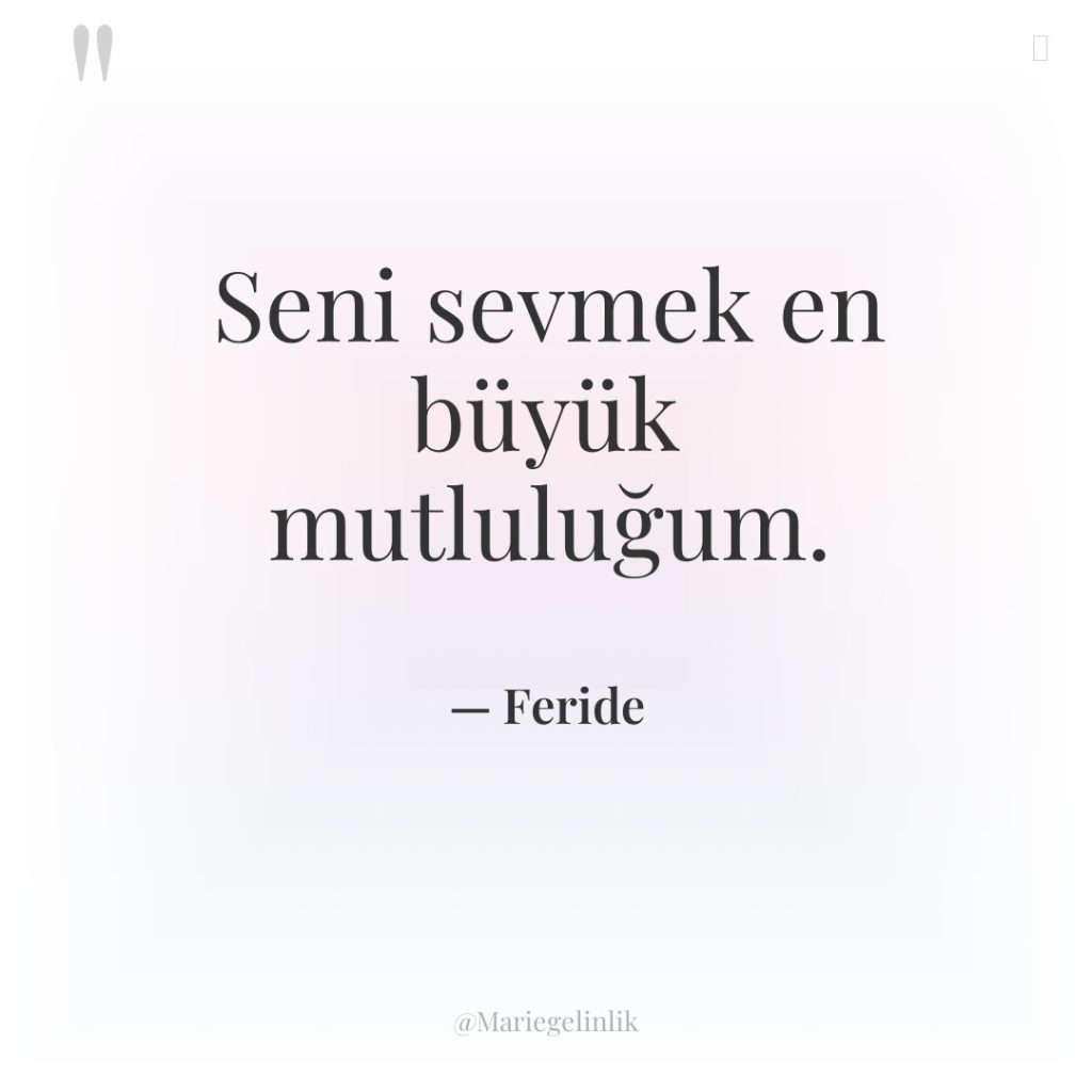 Seni sevmek en büyük mutluluğum.