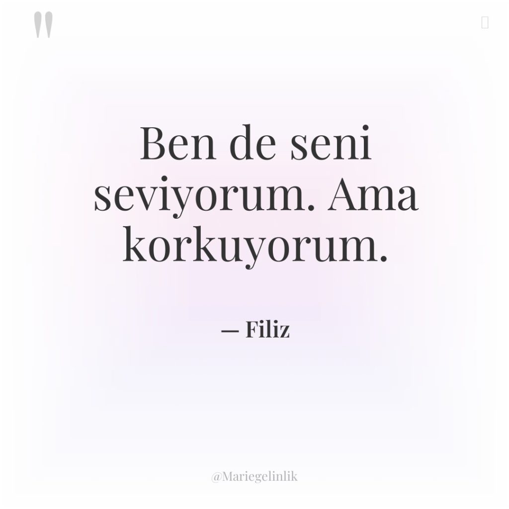 Ben de seni seviyorum. Ama korkuyorum.