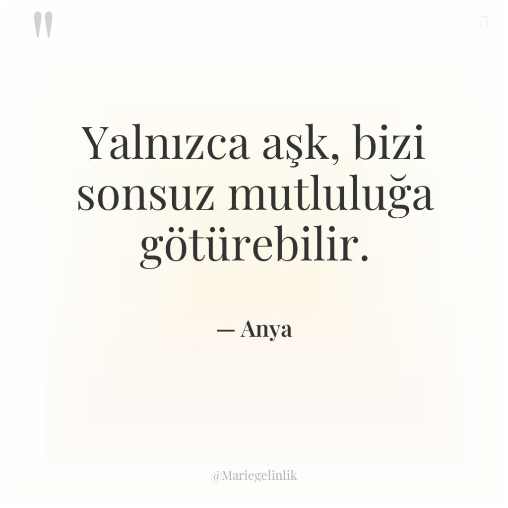 Yalnızca aşk, bizi sonsuz mutluluğa götürebilir.