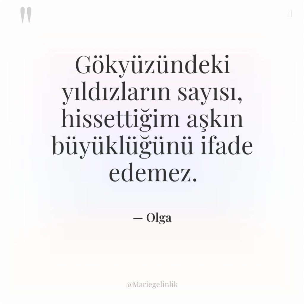 Gökyüzündeki yıldızların sayısı, hissettiğim aşkın büyüklüğünü ifade edemez.