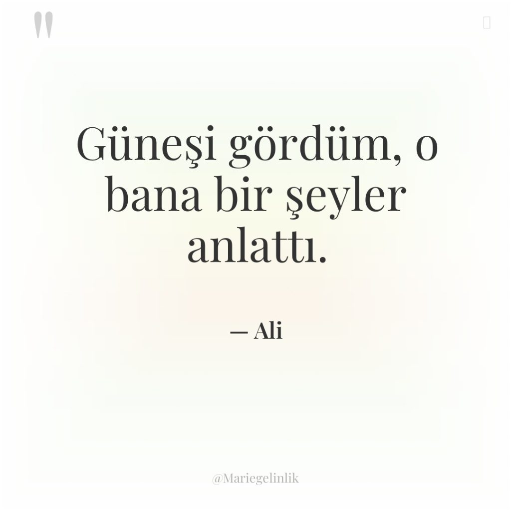 Güneşi gördüm, o bana bir şeyler anlattı.