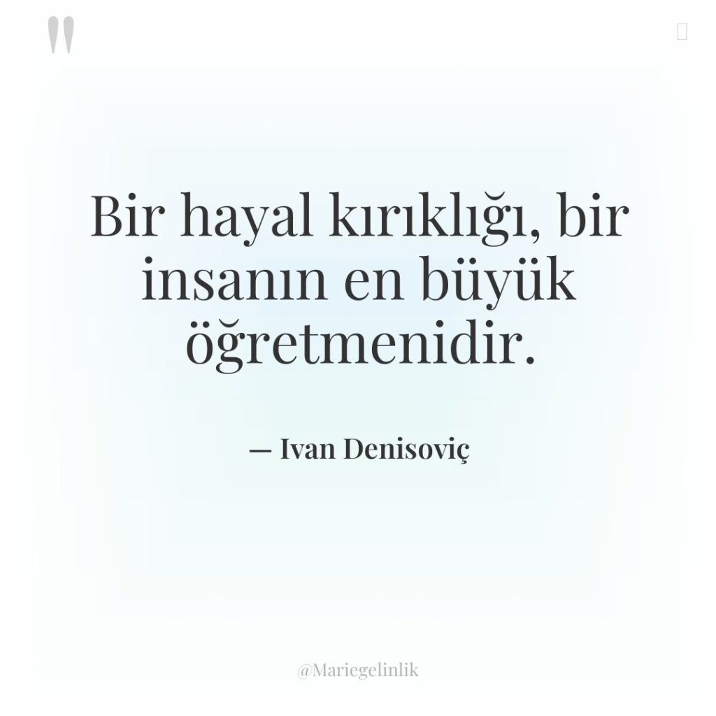 Bir hayal kırıklığı, bir insanın en büyük öğretmenidir.