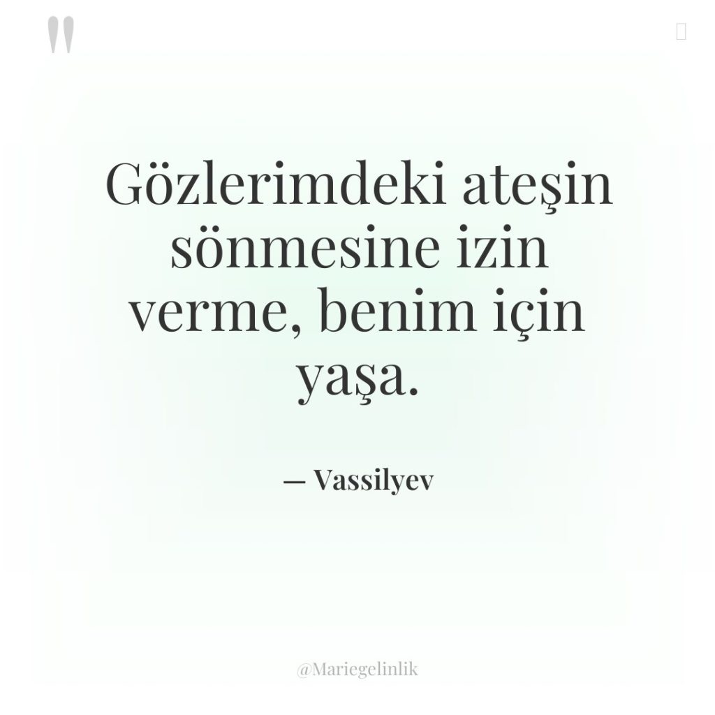 Gözlerimdeki ateşin sönmesine izin verme, benim için yaşa.