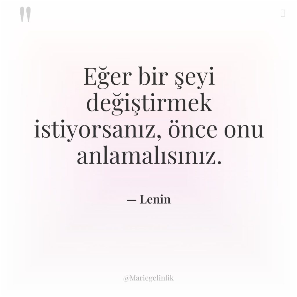 Eğer bir şeyi değiştirmek istiyorsanız, önce onu anlamalısınız.