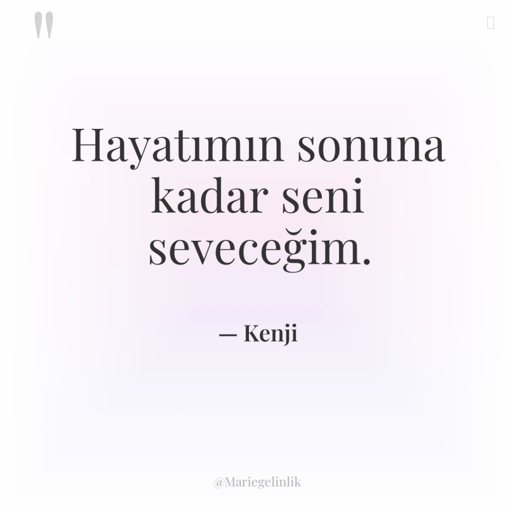 Hayatımın sonuna kadar seni seveceğim.