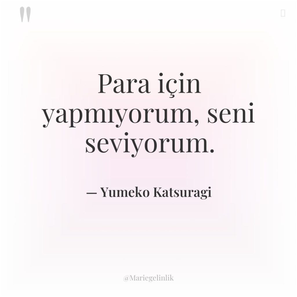 Para için yapmıyorum, seni seviyorum.