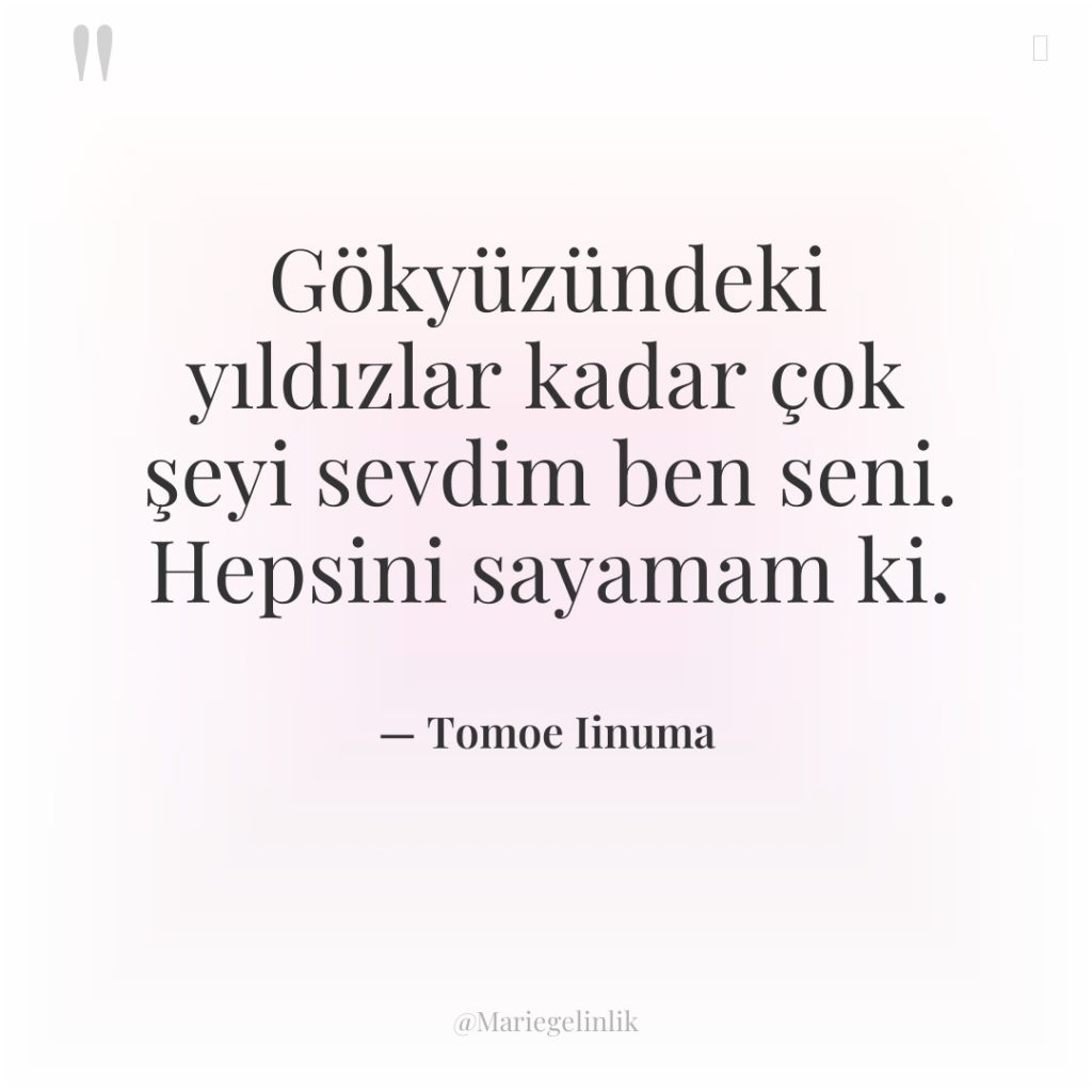 Gökyüzündeki yıldızlar kadar çok şeyi sevdim ben seni. Hepsini sayamam…