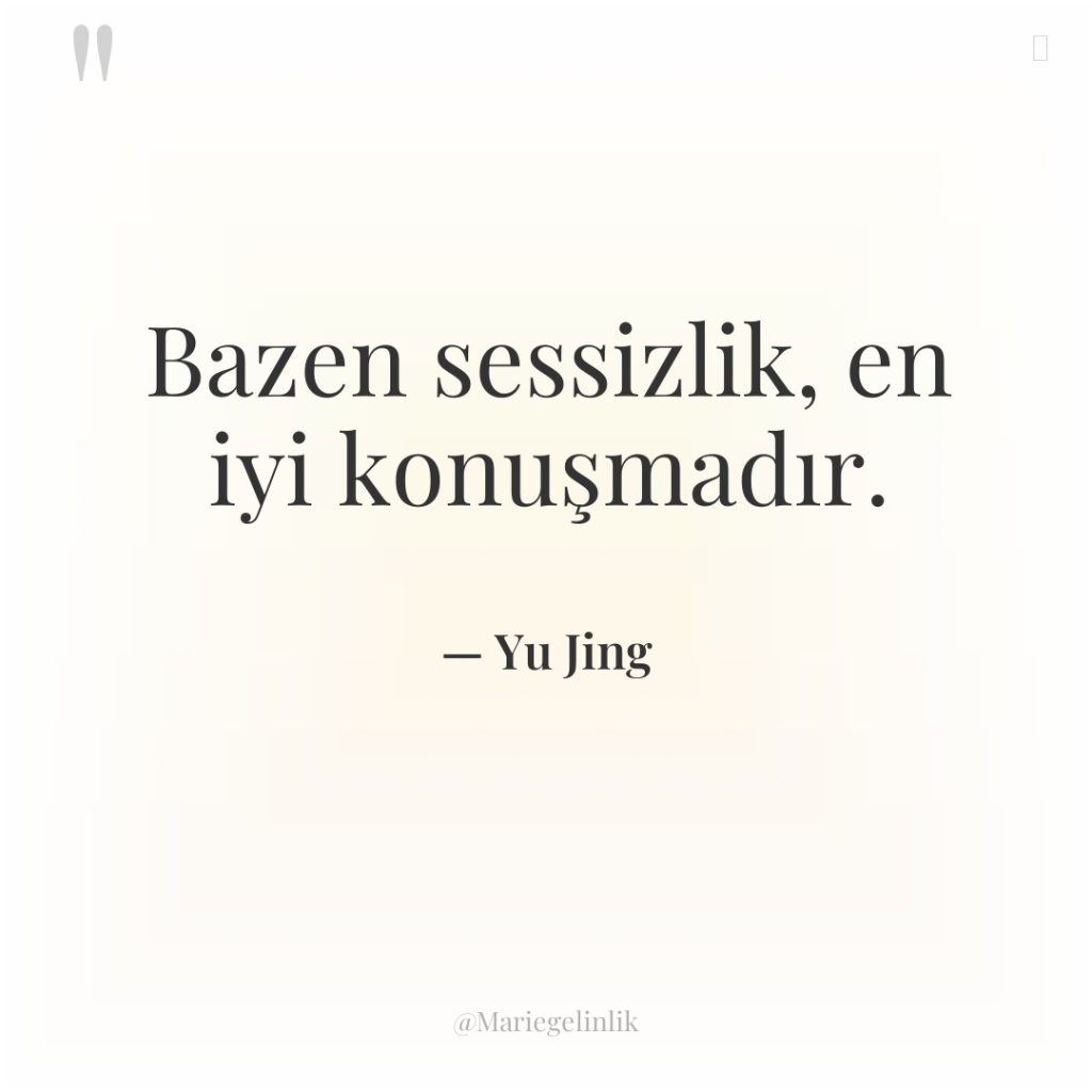 Bazen sessizlik, en iyi konuşmadır.