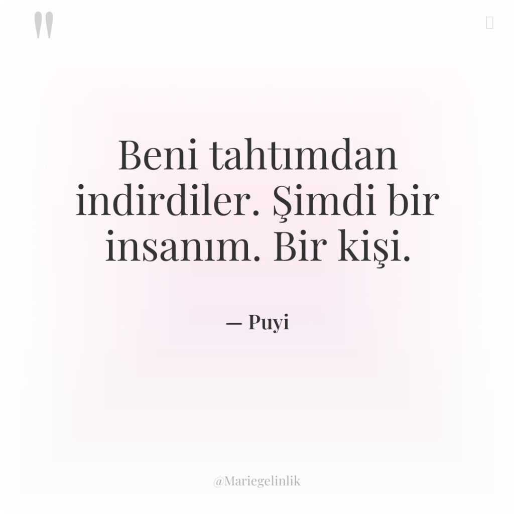 Beni tahtımdan indirdiler. Şimdi bir insanım. Bir kişi.