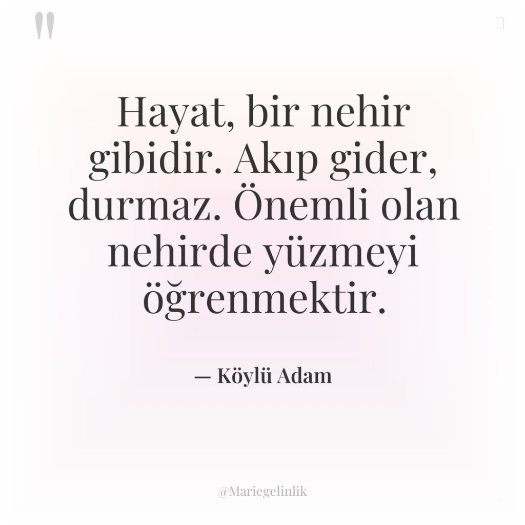 Hayat, bir nehir gibidir. Akıp gider, durmaz. Önemli olan nehirde…