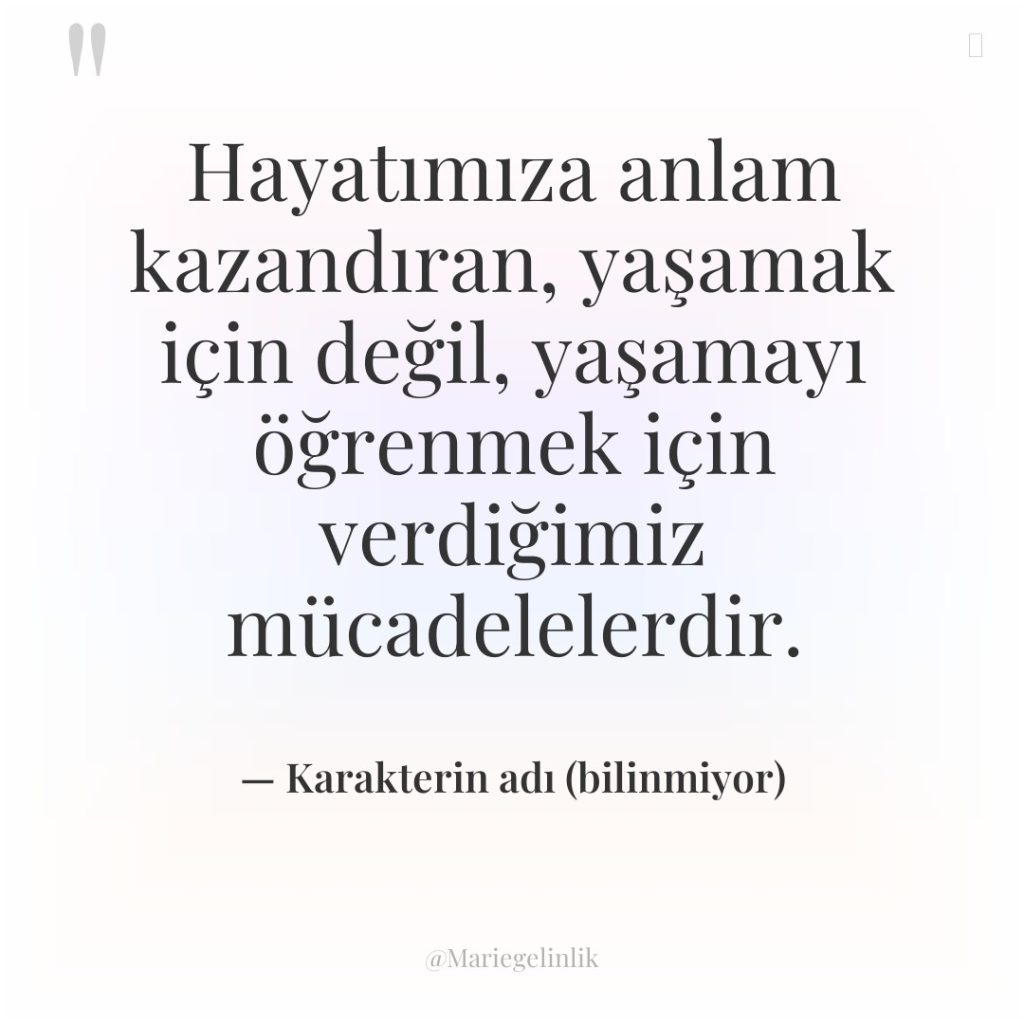Hayatımıza anlam kazandıran, yaşamak için değil, yaşamayı öğrenmek için verdiğimiz…