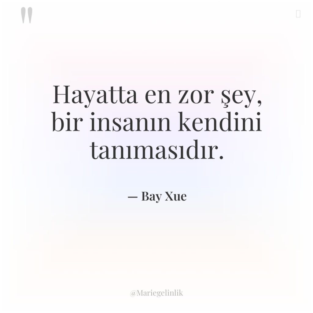 Hayatta en zor şey, bir insanın kendini tanımasıdır.