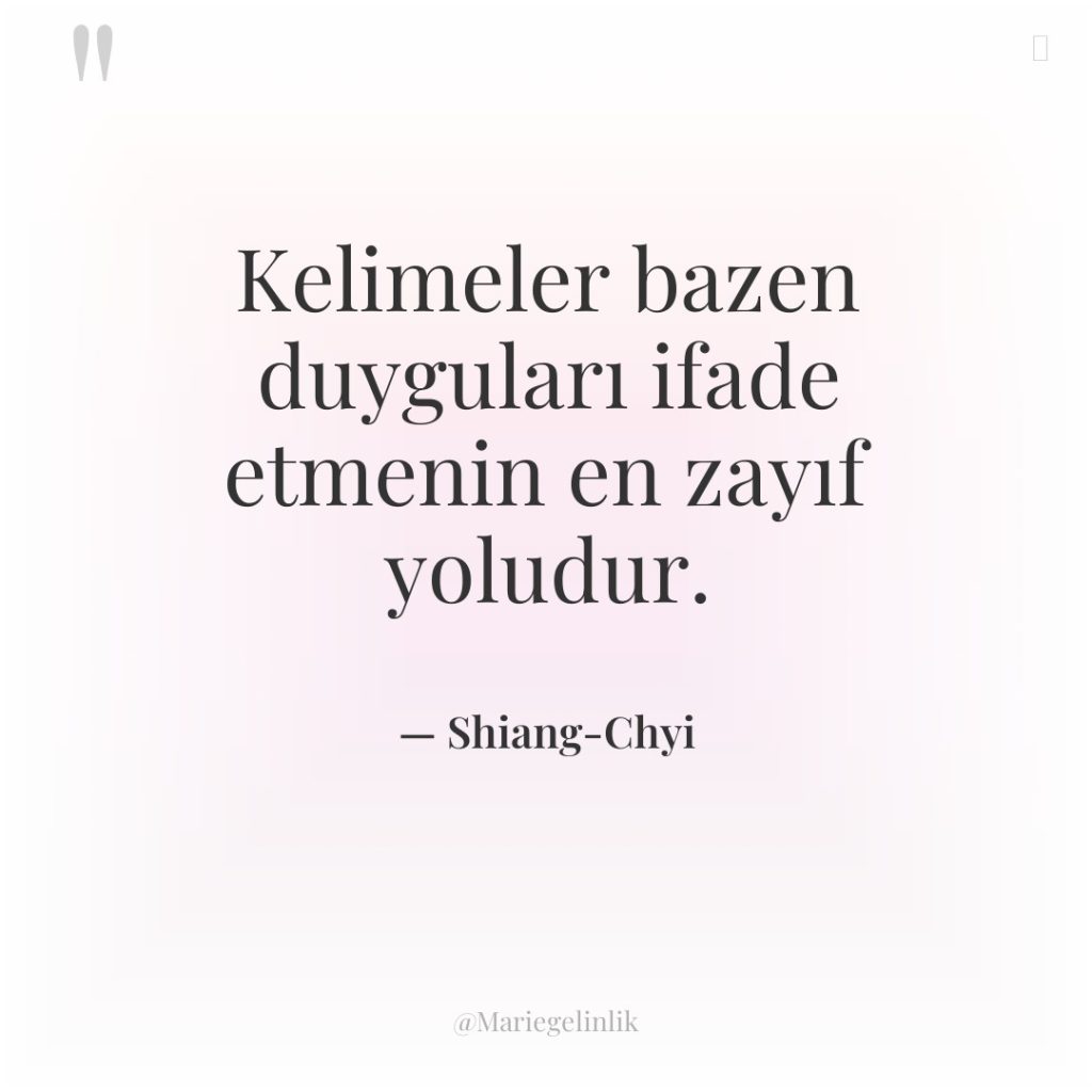 Kelimeler bazen duyguları ifade etmenin en zayıf yoludur.
