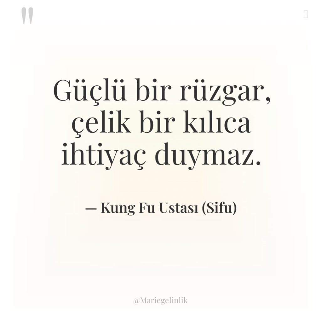 Güçlü bir rüzgar, çelik bir kılıca ihtiyaç duymaz.