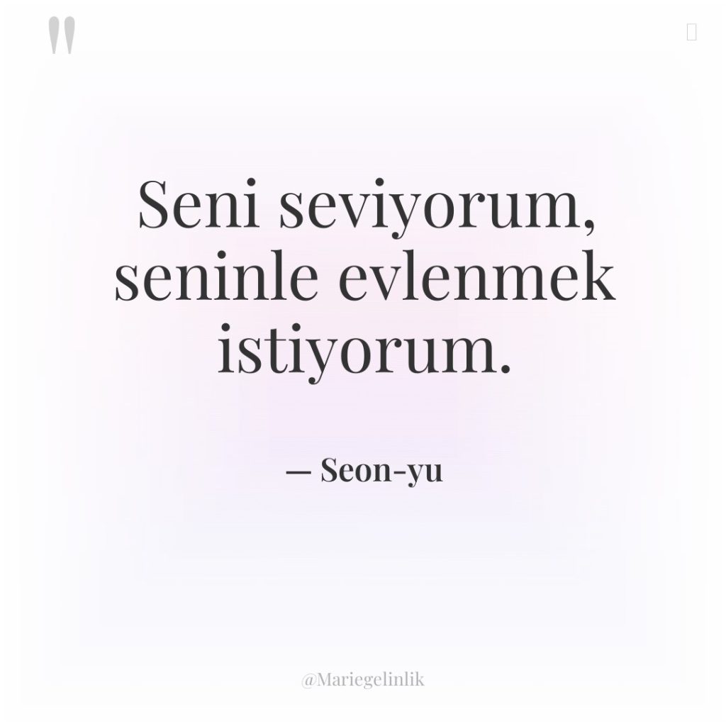 Seni seviyorum, seninle evlenmek istiyorum.
