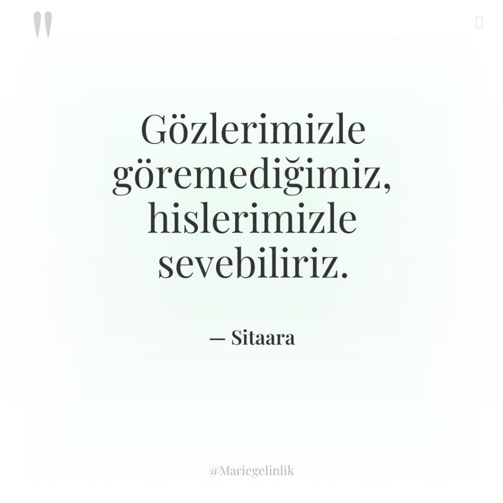 Gözlerimizle göremediğimiz, hislerimizle sevebiliriz.