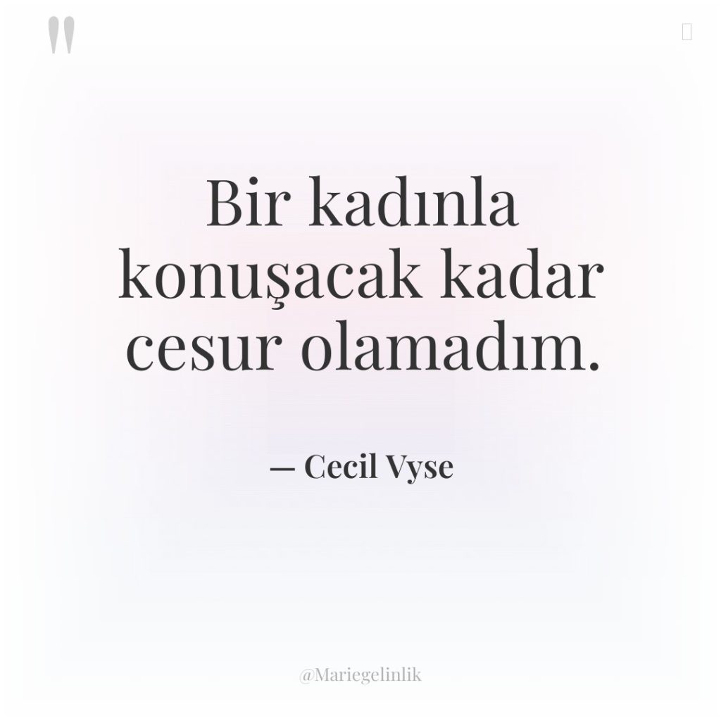 Bir kadınla konuşacak kadar cesur olamadım.