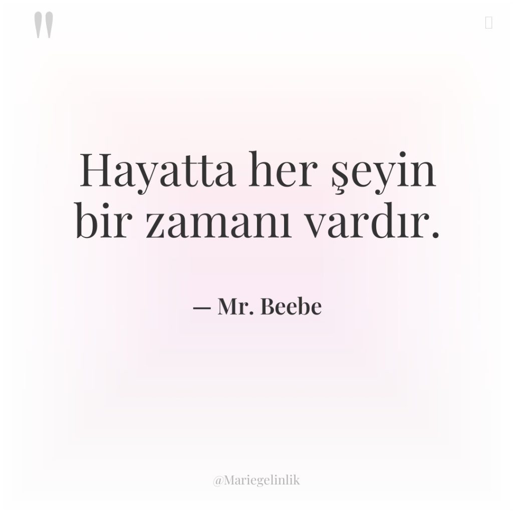 Hayatta her şeyin bir zamanı vardır.