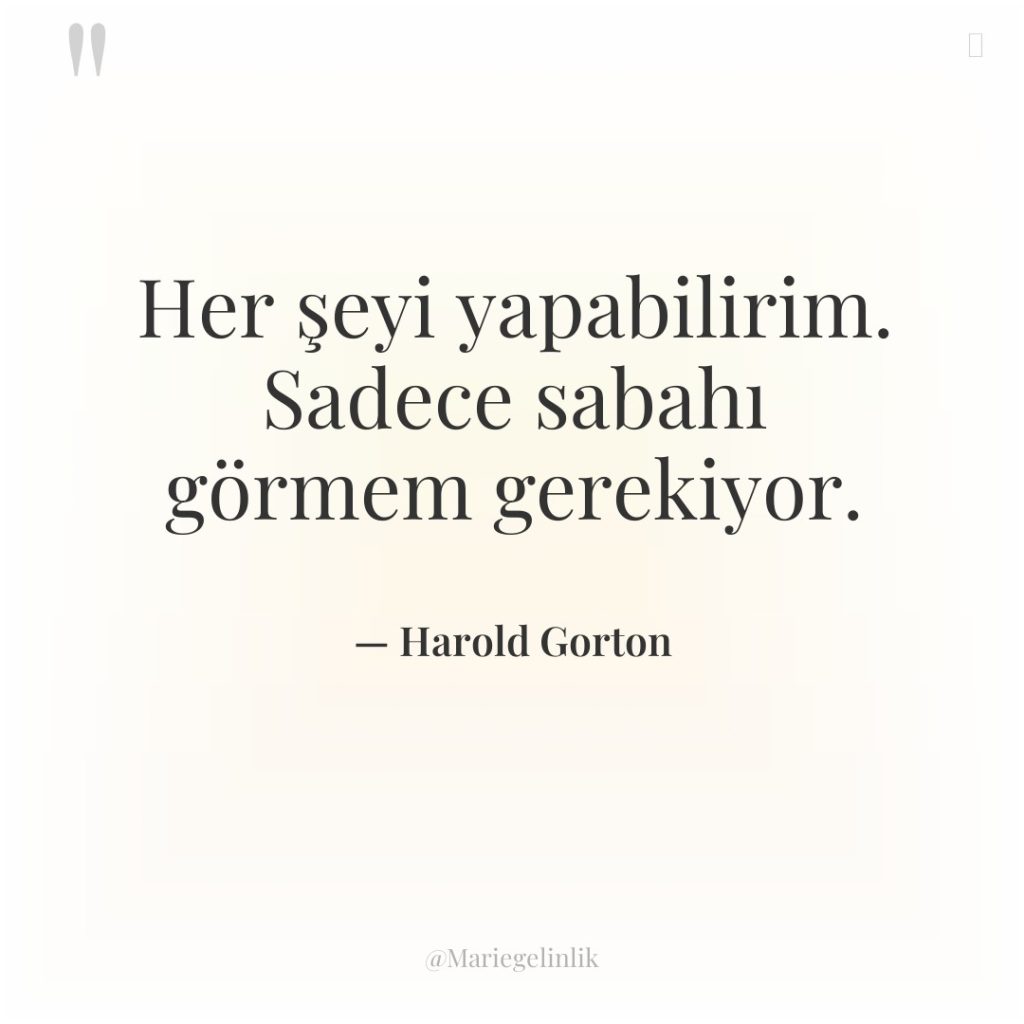 Her şeyi yapabilirim. Sadece sabahı görmem gerekiyor.