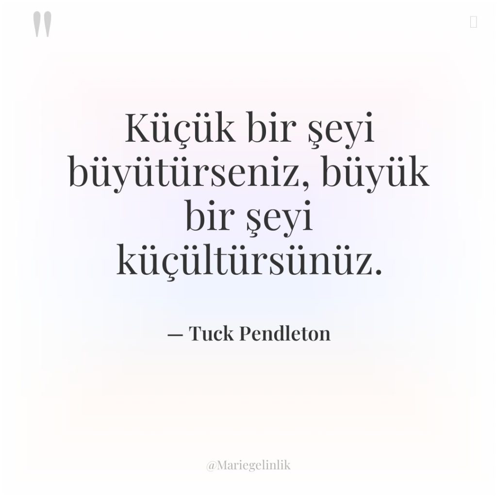 Küçük bir şeyi büyütürseniz, büyük bir şeyi küçültürsünüz.