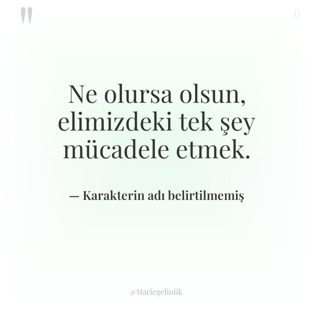 Ne olursa olsun, elimizdeki tek şey mücadele etmek.