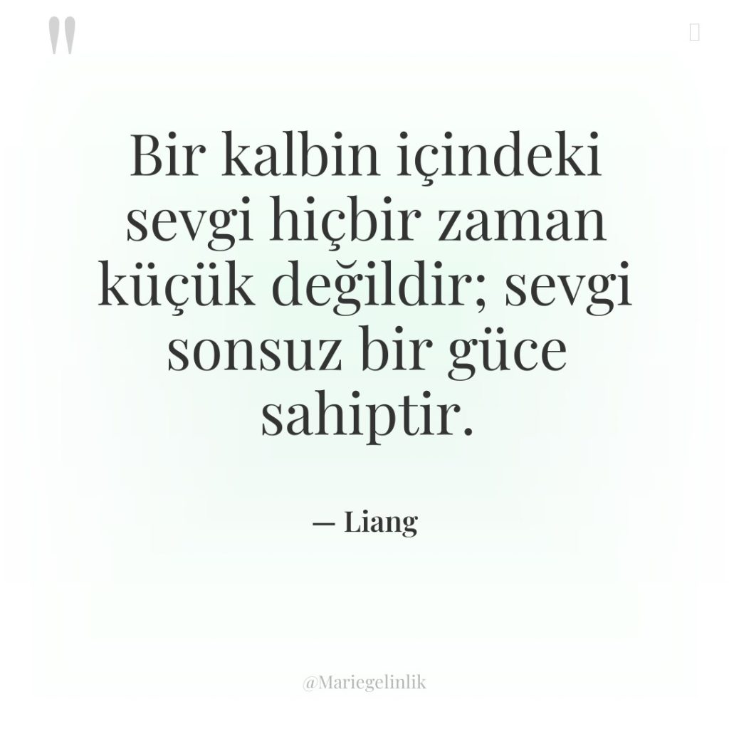 Bir kalbin içindeki sevgi hiçbir zaman küçük değildir; sevgi sonsuz…